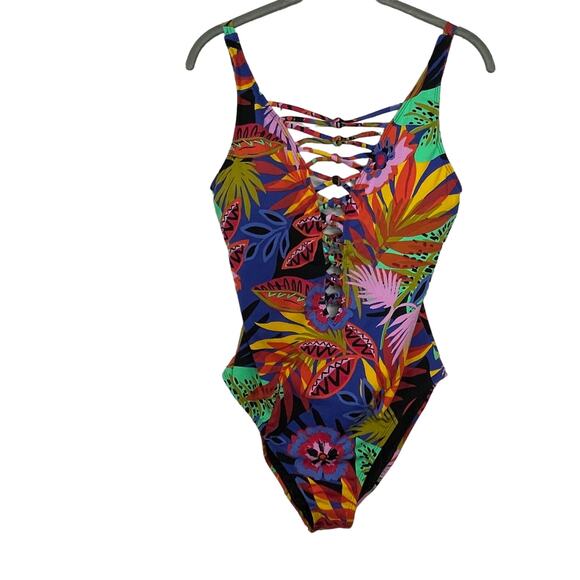 Bleu Rod Beattie Women's Night Safari Lace Down Swimsuit multi 18W - Picture 2 of 10